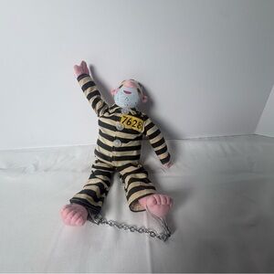 Vintage Jailbird Prisoner Plush Doll Shackled Novelty Toy